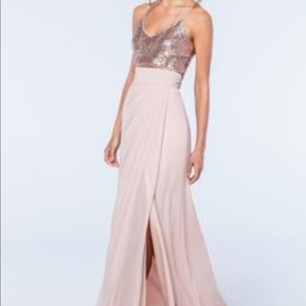 Watters & watters pink sequin top chiffon skirt